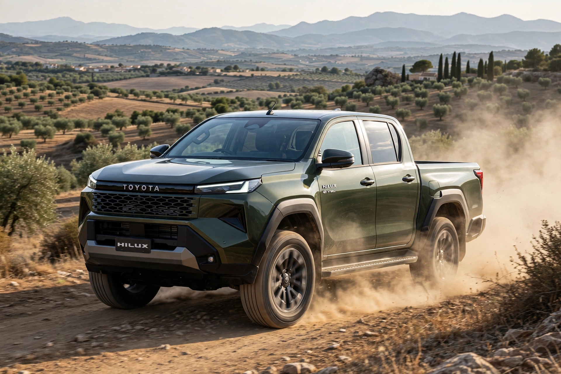 Toyota Hilux 2025, vista tres cuartos delantera