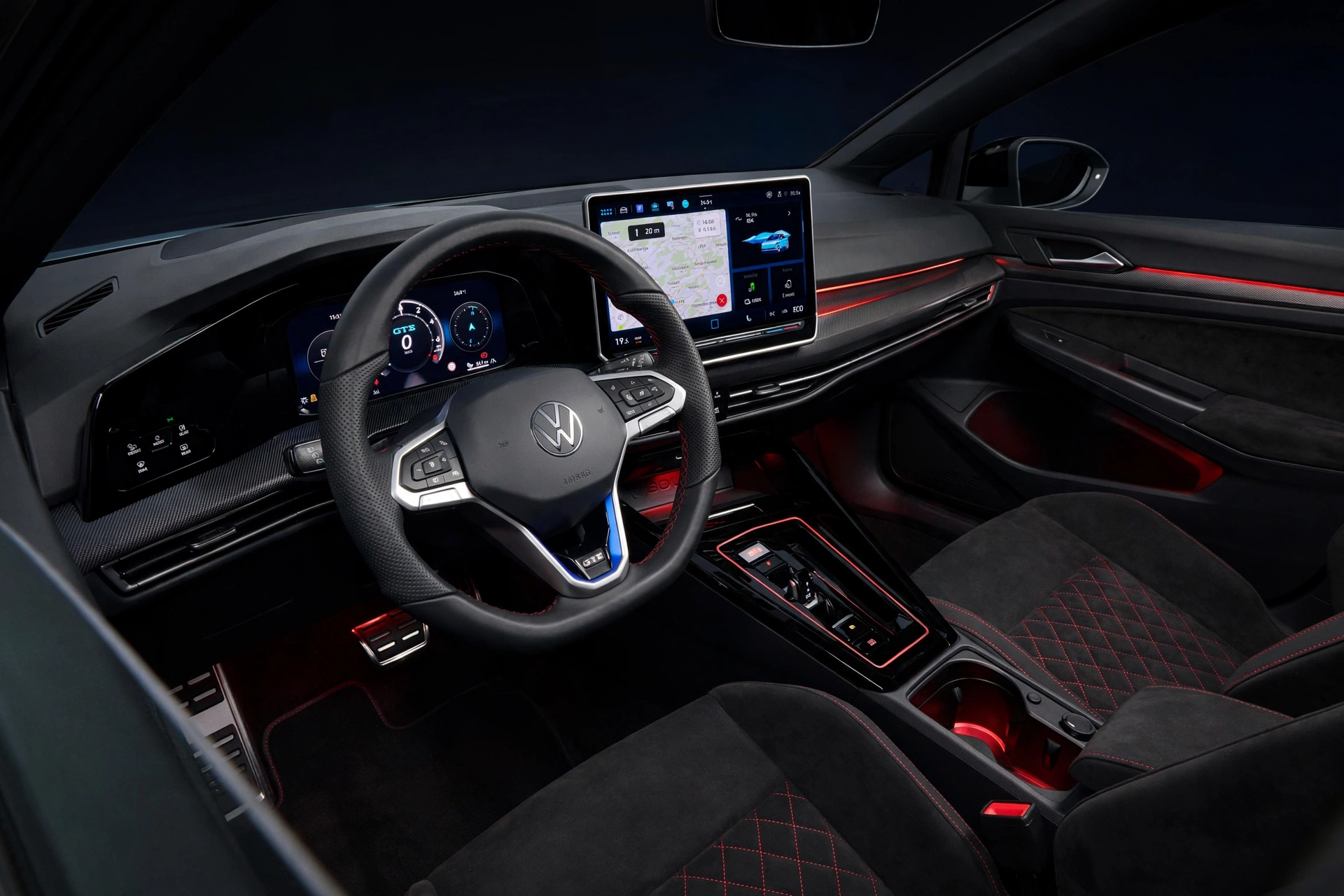 Interior del Volkswagen Golf 8.5, puesto de conducción digital