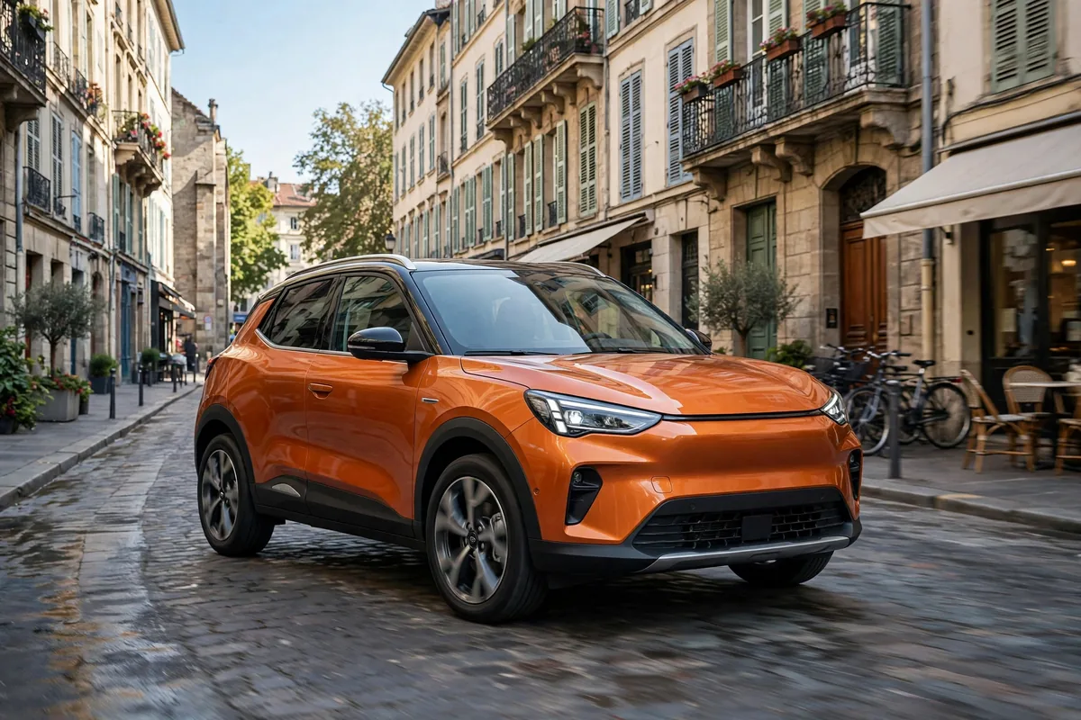 Volkswagen T-Cross naranja circulando por la ciudad