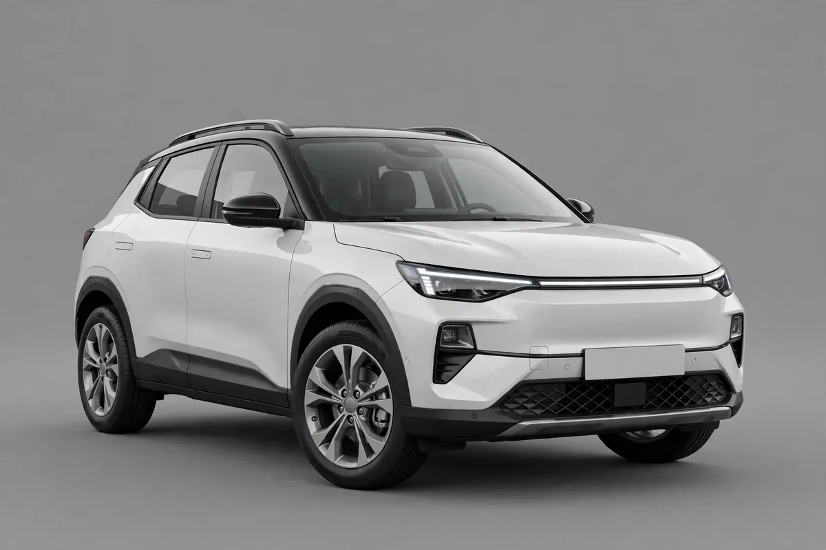 Volkswagen T-Roc 2026 blanco, vista tres cuartos delantera en estudio