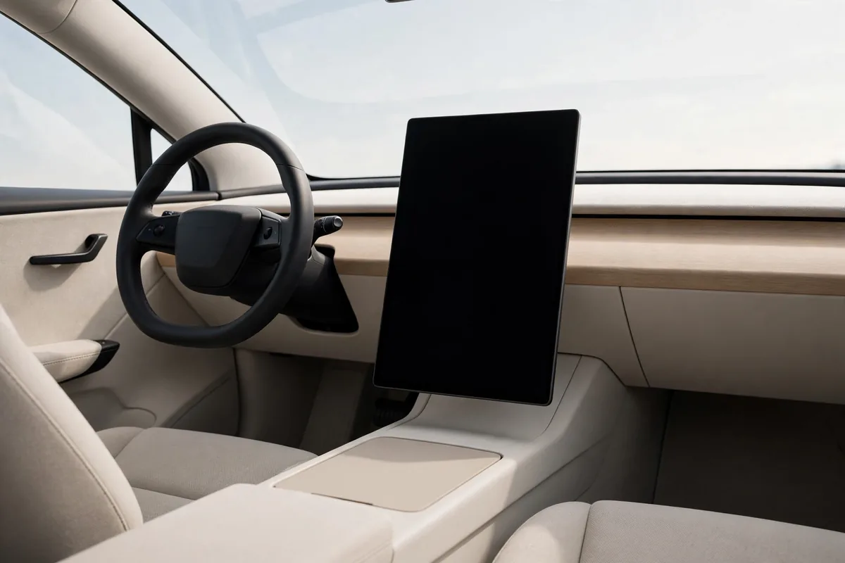 Interior minimalista del Volvo EX30 con pantalla vertical