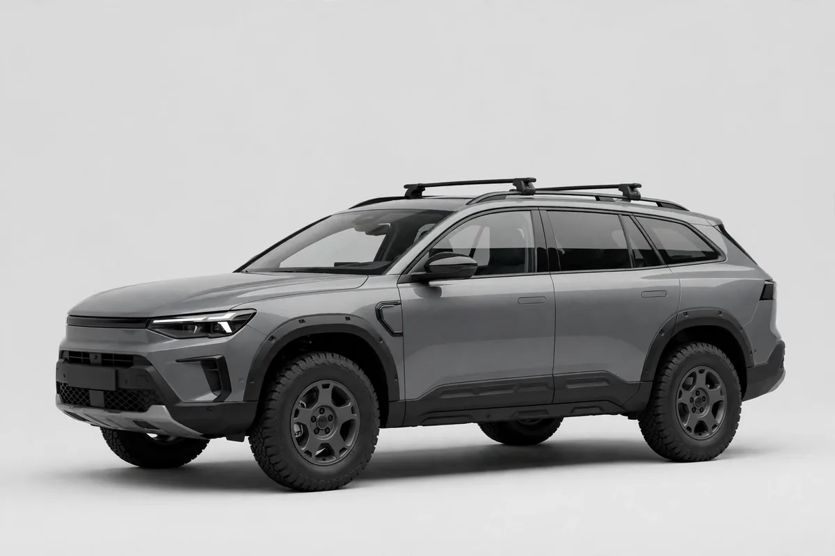 Volvo V60 Cross Country gris, vista tres cuartos en estudio