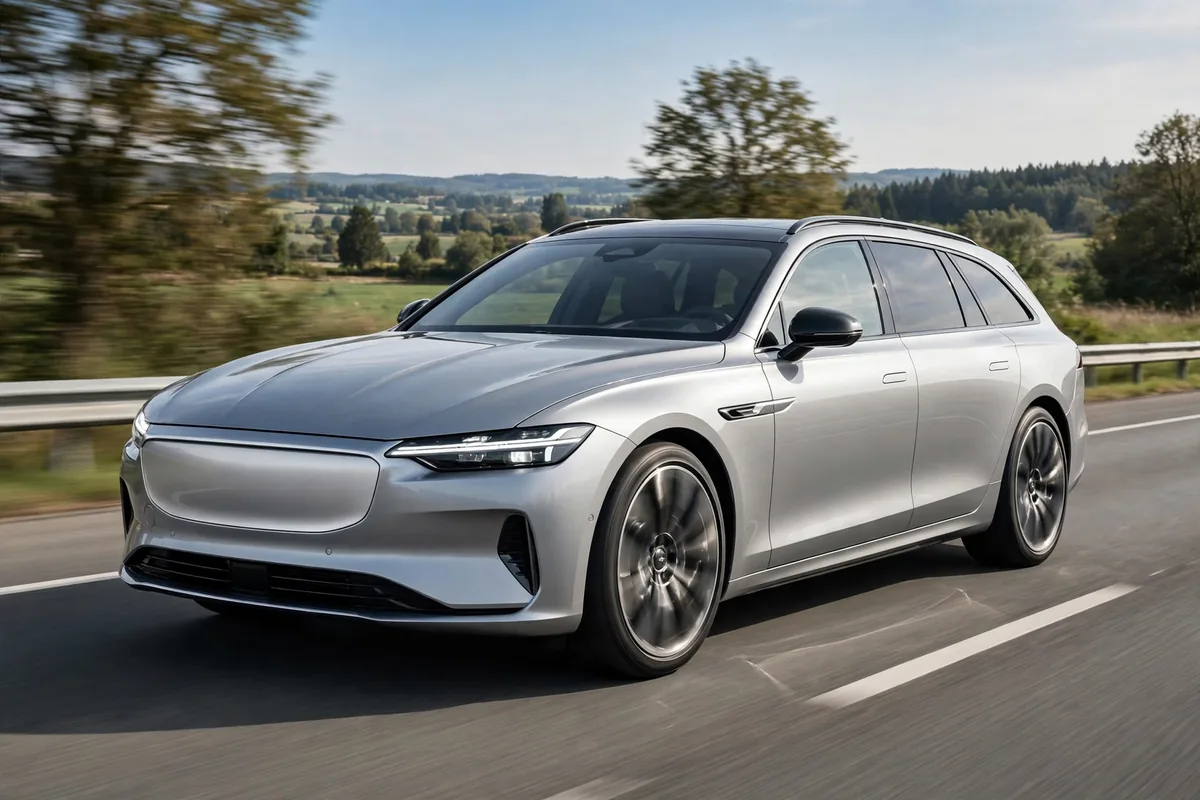 Volvo V90 familiar grande circulando por autopista