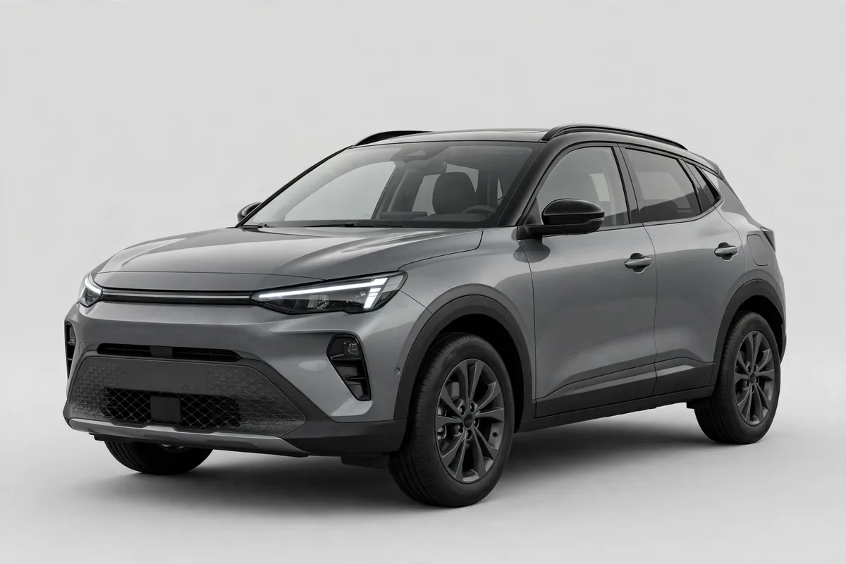 Volvo XC40 blanco, vista tres cuartos delantera en estudio