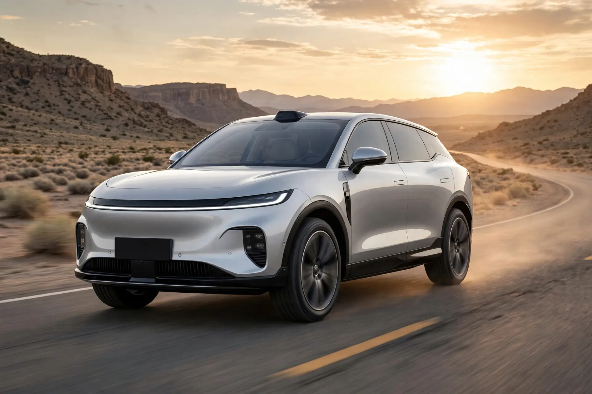 Voyah Courage 109 kWh en carretera del desierto