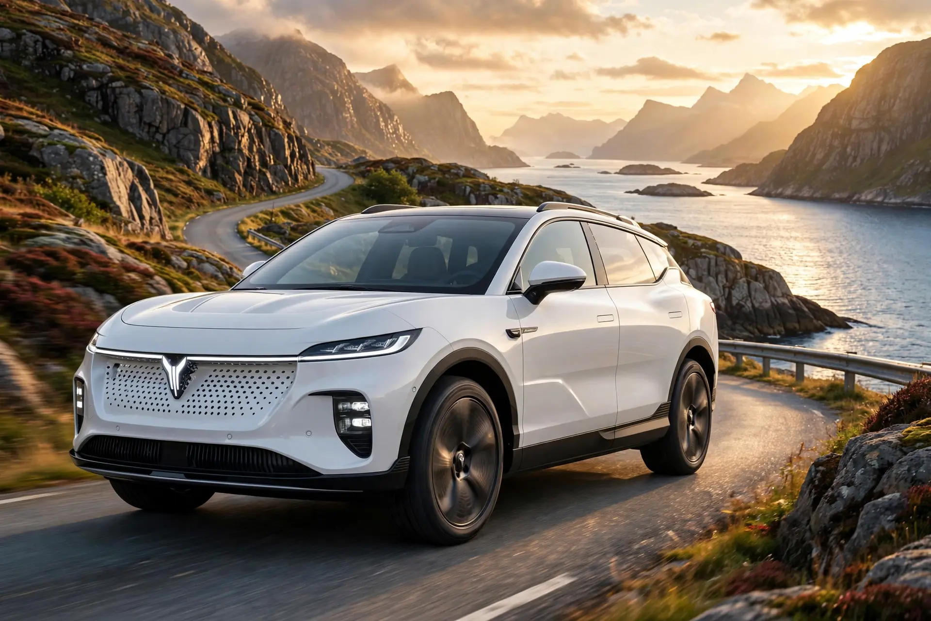 Voyah Courage, SUV eléctrico en carretera costera noruega