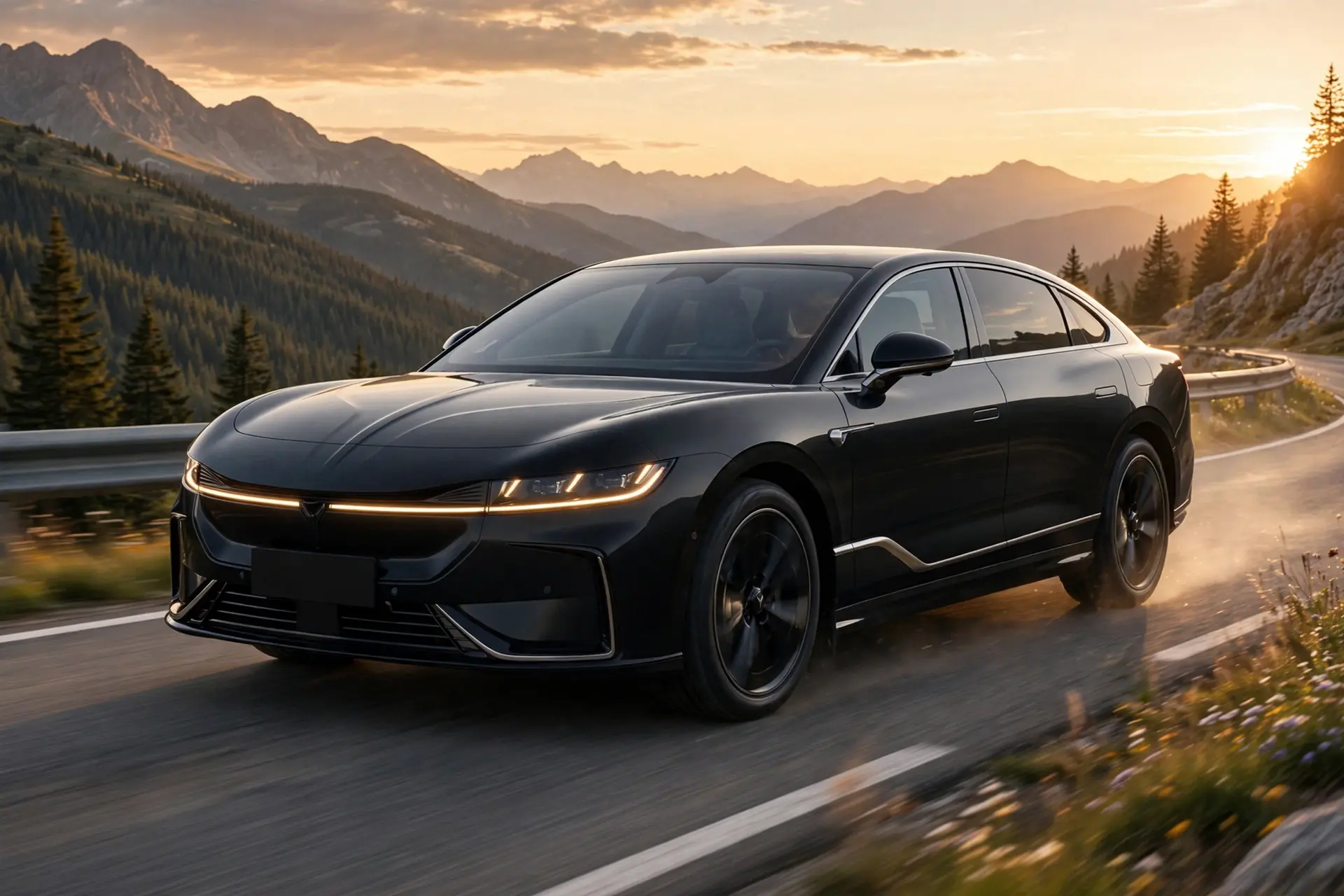 Voyah Passion, berlina eléctrica en carretera de montaña