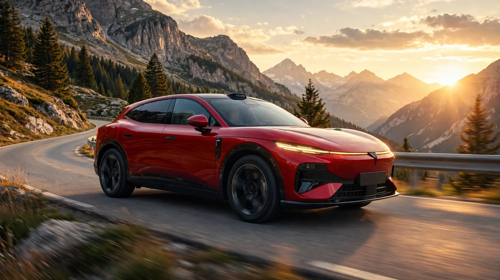 Voyah Passion S, SUV coupé en carretera de montaña