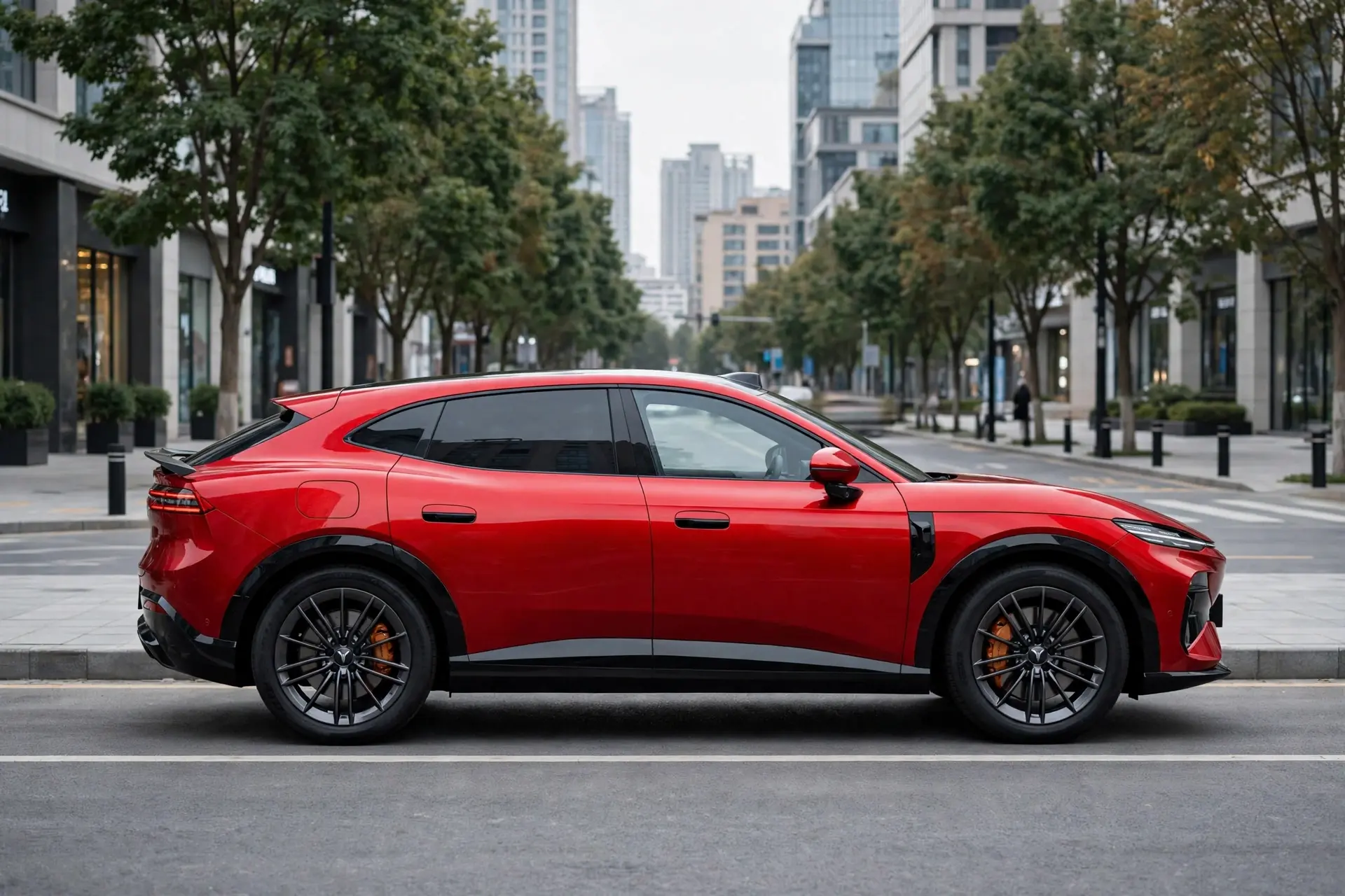 Voyah Passion S, vista lateral en calle china