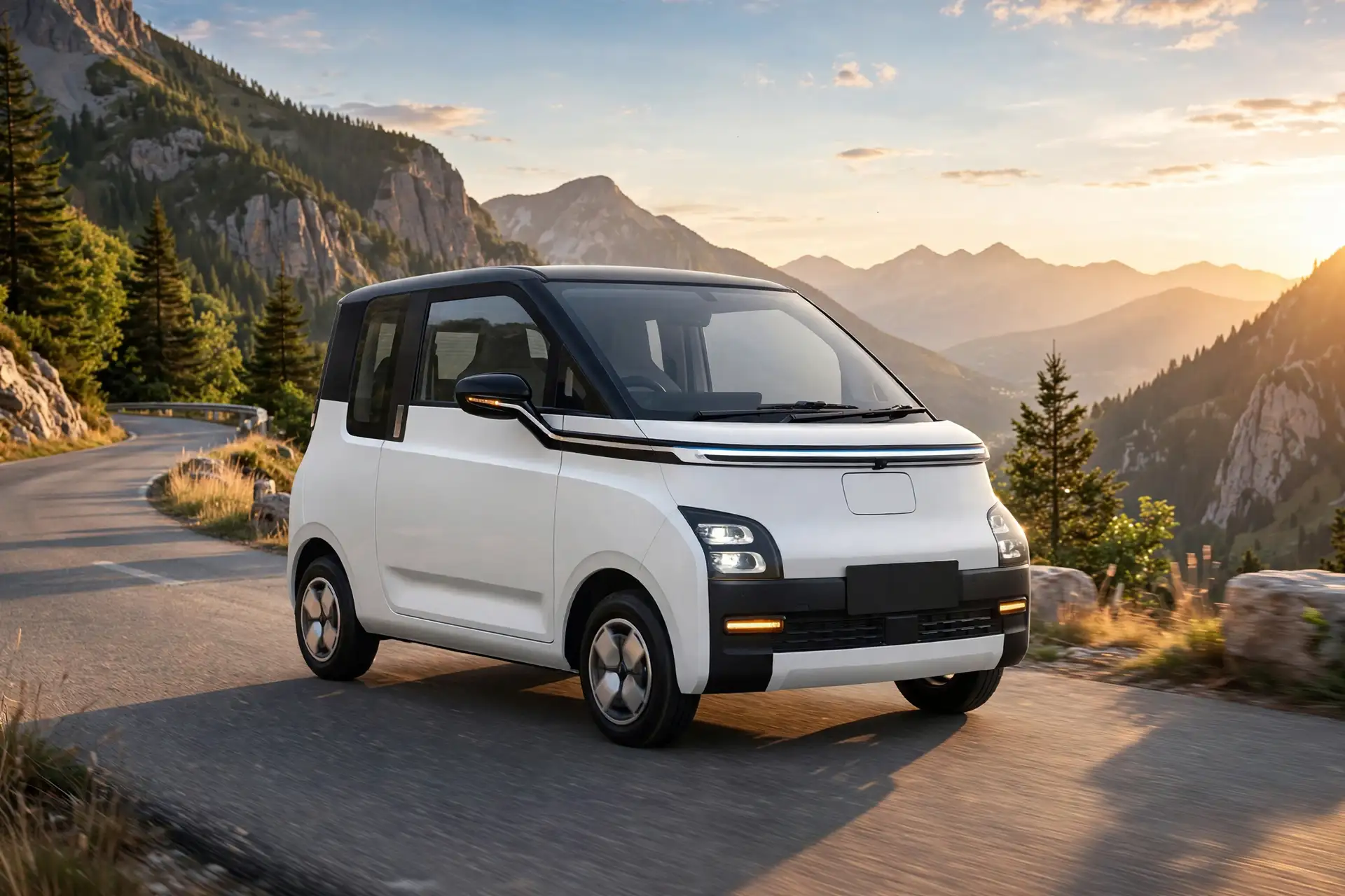 Wuling Air EV en carretera de montaña