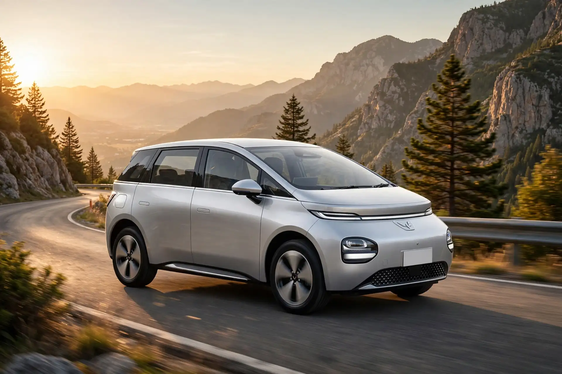 Wuling Cloud EV en carretera de montaña