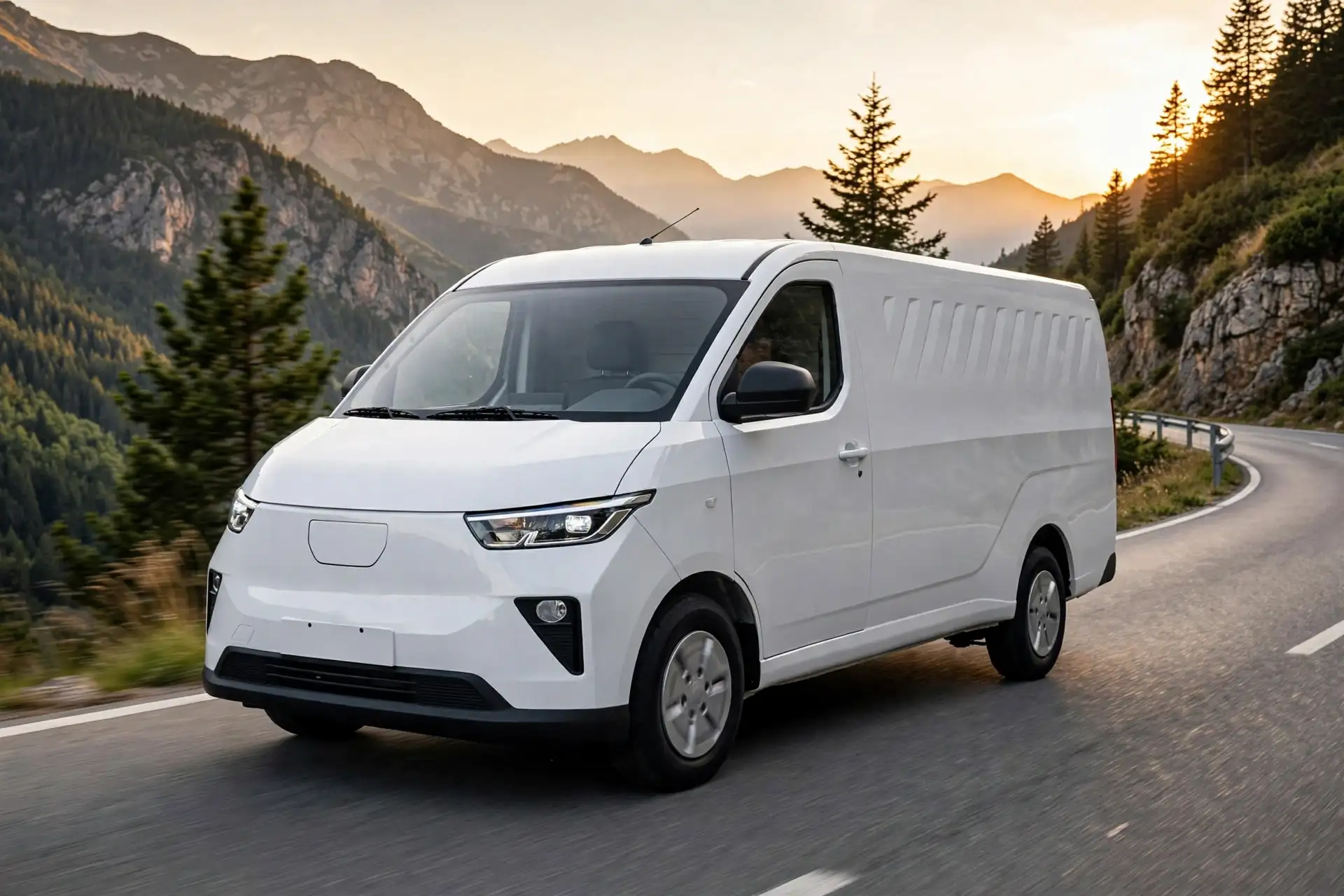 Wuling Yangguang EV furgón en carretera de montaña