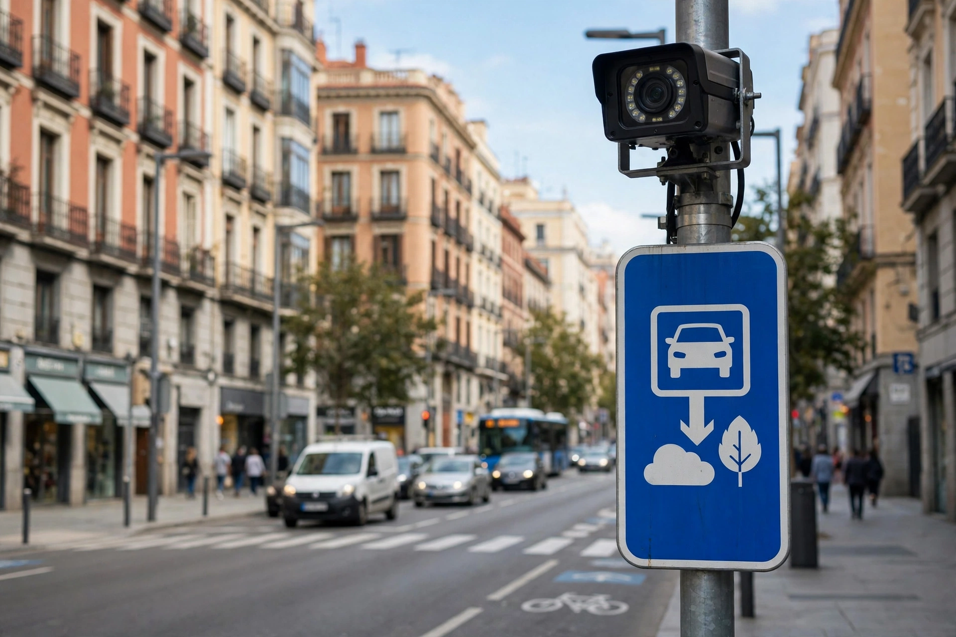 Cámaras de control de la ZBE de Madrid leyendo matrículas