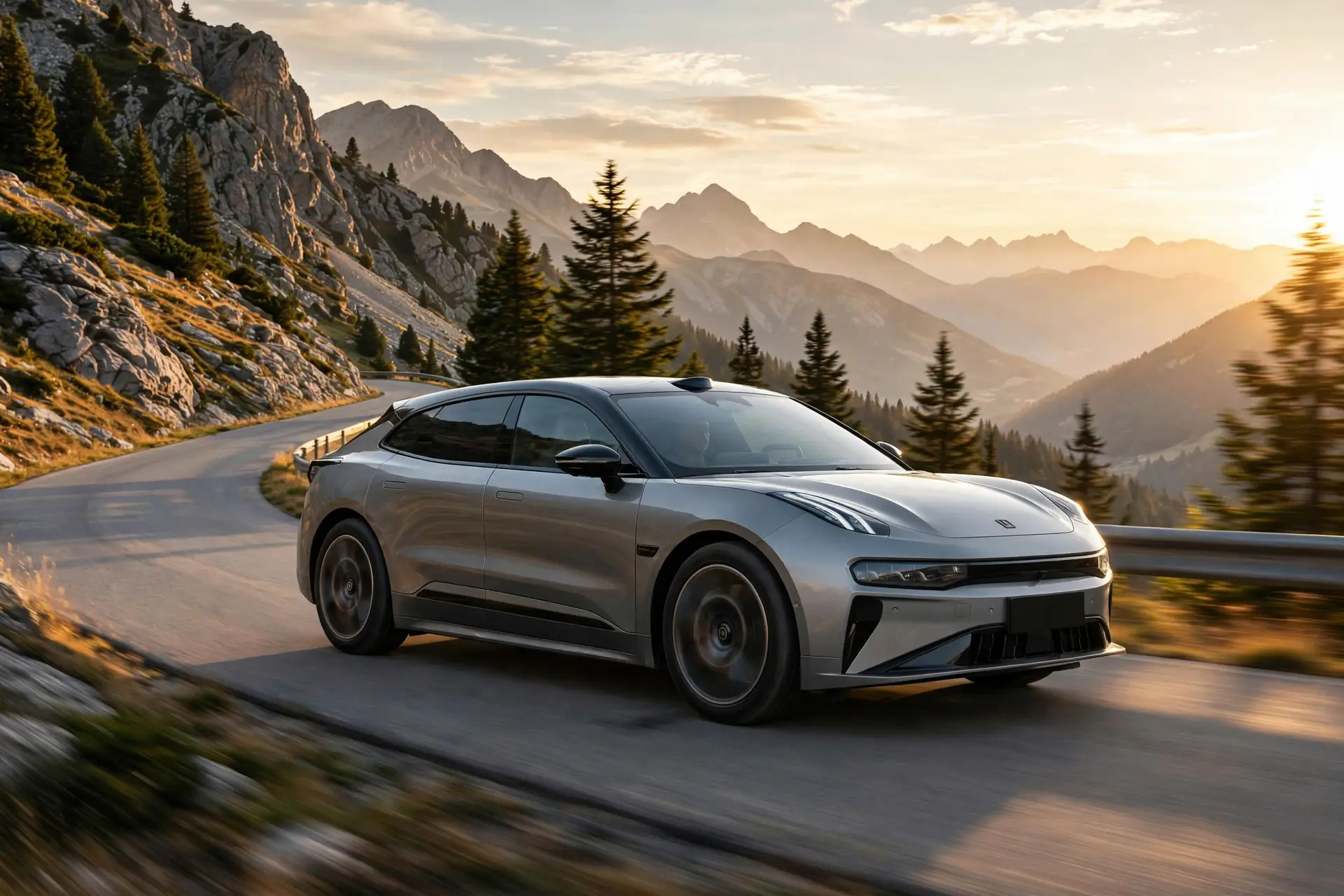 Zeekr 001, shooting brake eléctrico en carretera de montaña